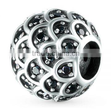 Solid Silver European Bead Charm for Bracelet