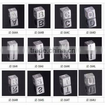 Fashion 925 Sterling Silver Letter M N Cube Beads Pendant with brushed surface