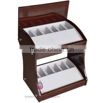 fashion burl veneer wood belt display stand
