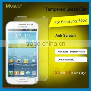 Mobile phone use 0.33mm curved edge tempered glass screen protector for samsung i8552