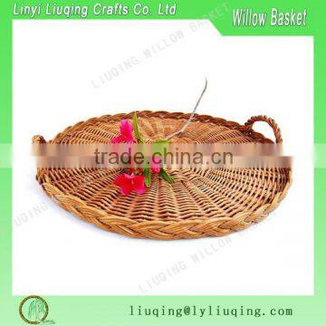 Factory Wholesale Large French Wicker Tray Serving Round Woven Platter For Cheese Board Fruit Bread Pastries Deli Tableware