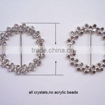 (M0182) 44mm inner bar silver flower cluster round chair sash buckle made of czech stone customized size available