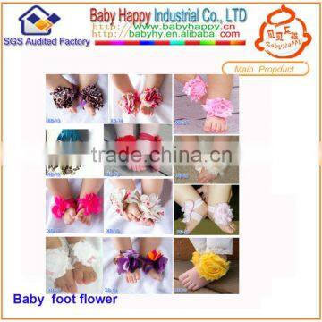 2014 newest wholesale in stock flower barefoot baby sandals