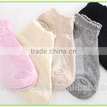 South Korea Hot Selling Spring Short Tube Sweet Pure Color Mesh Cotton Socks for Girls photo-2