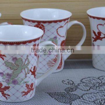 14OZ Cupid design fully decal printed coffee cups, shiny surface new bone china mug, KL5001-A428