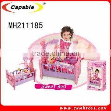 2015 kids plastic doll bed girl toys