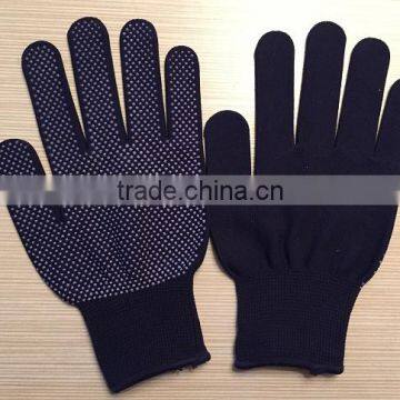 7 guage black cotton black points pvc dotted gloves