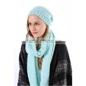 Sunny Shine winter cheap pom knitted beanie hat and scarf for knitted with beard