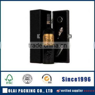 elegant black leather wine box with accessories