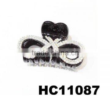 fashion black plastic hair claw rhinestone plastic hair clips stock