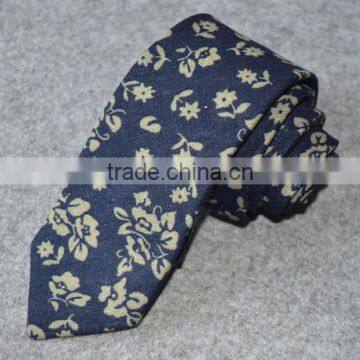 Big Flower Pattern Linen Necktie, Floral Linen Tie photo-3
