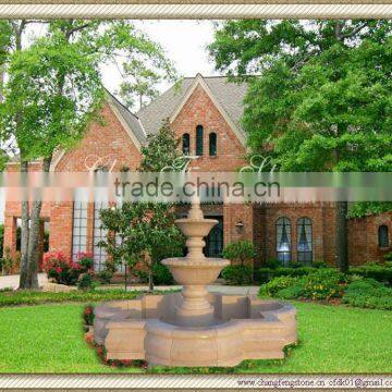 Carved New Beige Stone Fountain