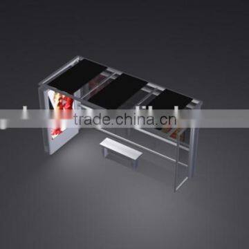 Modern Style Aluminum & Stainless Steel Outdoor Economic Bus Stop Station Design with LED Lights for Public Construction