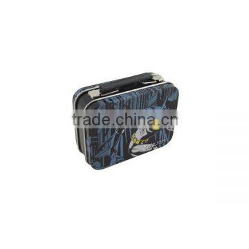 tin box with handle, metal box with latch, hinged box with lock