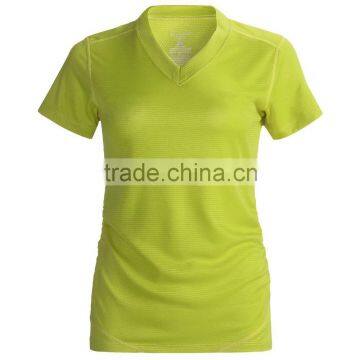 yellow custom female V collar t-shirts