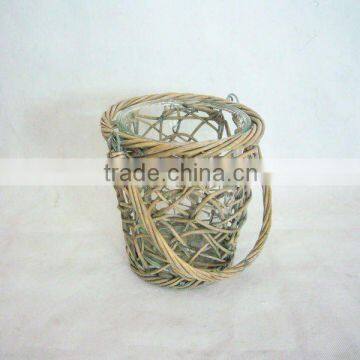 decorate willow flower pot with glass