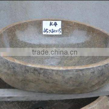 2015 Hot Sale Eco-Friendly Natural Cobble Stone Wash Basin photo-4