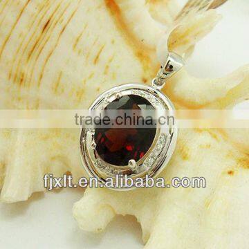 Large Stock Custom Design Garnet 925 Sterling Silver Pendant