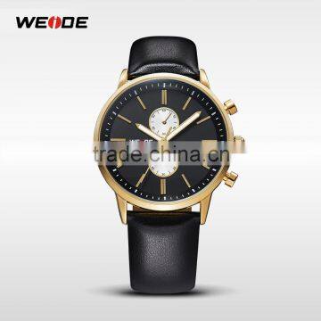WEIDE Japan Movement Genuine Leather Strap Men Gold Watches Luxury Watch In  Express