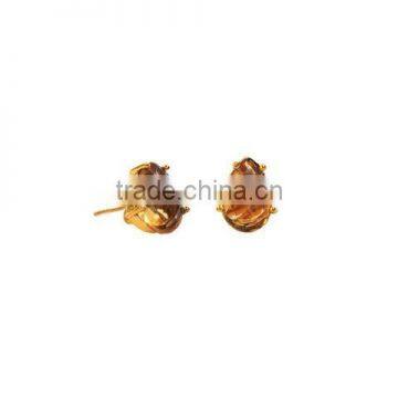 Tiger Eye Stud Earrings Gemstone Studs Pear Studs Gold Stud Earrings Post Earrings