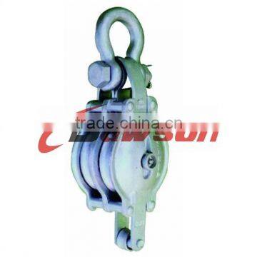 high quality malleable iron shell pulley block for Manila rope single /double / triple sheave with shackle