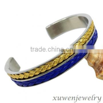 insert leather kada bangle 316l stainless steel bracelet