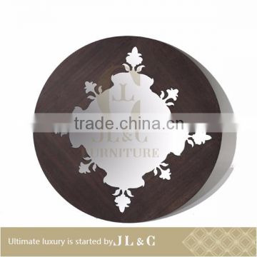 AB06-01 Antique Round Mirror Dresser Mirror Delicate Sculpture for Luxury Bedroom Sets-JLC Luxury Home Furniture