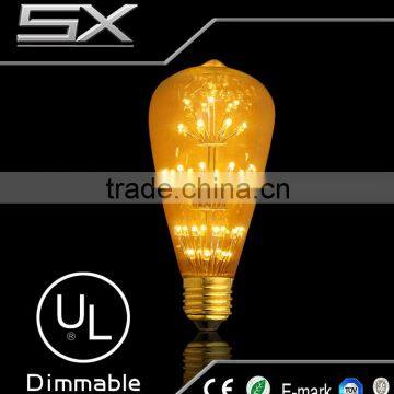 ST64 antique Chinese led filament 1-3w E26 E27 B22indoor starry lamp bulbs