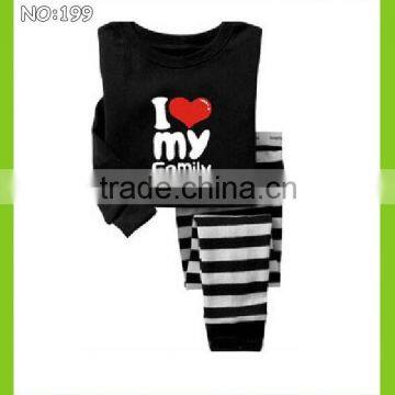 I LOVE MY FAMILY printed black backgroud pyjamas set pajamas new kids pajamas