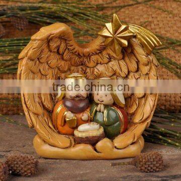 Resin Nativity Set in Wing Embrace photo-3