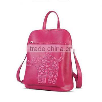 Girl cute cat popular bag PU embroider backpack