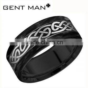 Carbon fiber inlay Tungsten Carbide men ring Turquoise fashion titanium finger ring