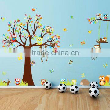 Custom DIY removable cartoon children tree wall sticker animal nursery vinyl wall decals                        
                                                Quality Choice