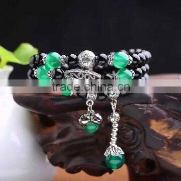 Handcraft Long Beautiful Cystal Beades Necklace Sweater Chain With Silver Ornament photo-3