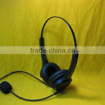 binaural telephone headset with microphone QD cord/RJ-11 -9/USB/DC plug for calling center & telemarket