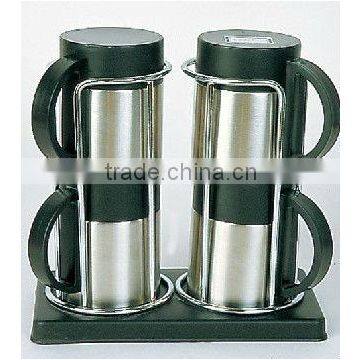 220ml double wall steel coffee mug with plastic handle