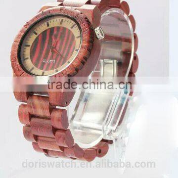 Manufacture customized handmad nature wood watch , 100% made of Sandalwood Foremost wooden wrist watch