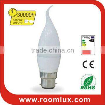 Long lifespan B22 LED candle bulb light 3W Dia35X99mm