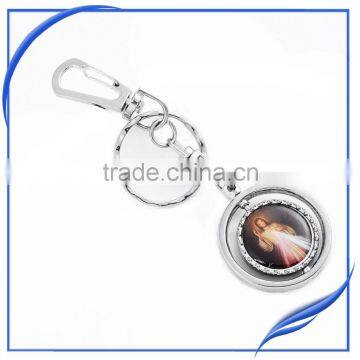 Promotion round religious custom metal keychain