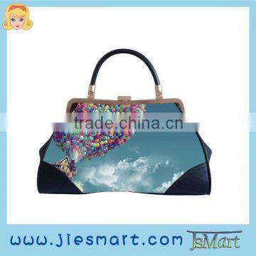 custom print microfabric metal evening bag