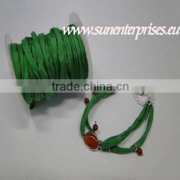 Silk habotai Cords - handyed silk cords -Bottle Green