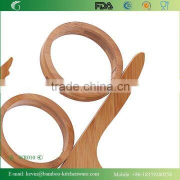 WR010/Factory Direct Sale Bamboo Wine Rack Single Wooden Bottle Wine Holder Novelty Display Wine Bottle Holder photo-3