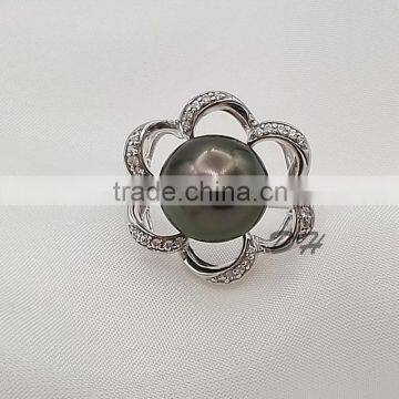 More popular AAAA grade perfect round tahitian pearl ring