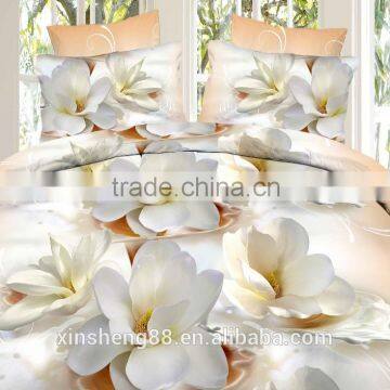 Hot sell!!! 3D Reactive flower duvet set White flower bedding set Manufacturer