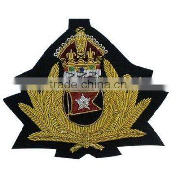 Handmade gold bullion wire embroidery badges