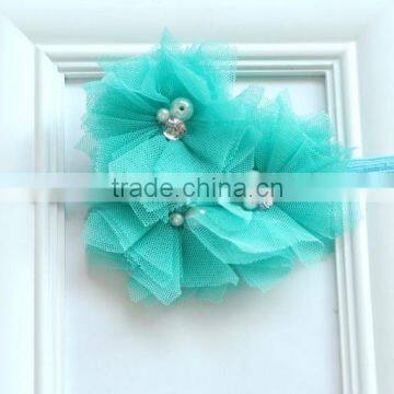 fabric flowers wholesale handmade rose bow mesh flowers