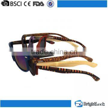 Colorful bamboo&wooden temple PC or nylon frame handmade wooden sunglasses with spring hinge