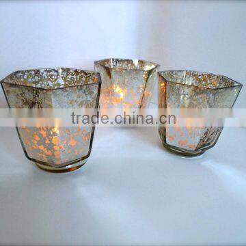 Decor Rental Silver Hexagon Mercury Glass Votive