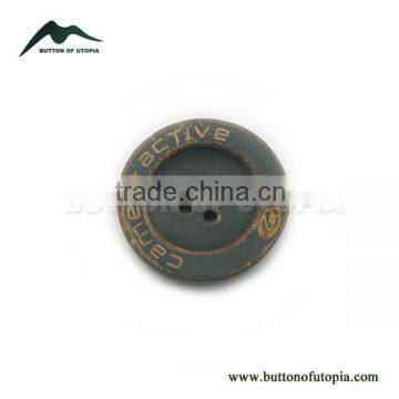 4 Holes 32L and 24L Logo Engraved on Real Buffalo Horn Suit Button in Black Color With Burnt Effect