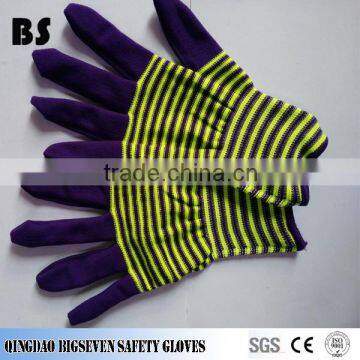 BSSAFETY 13 gauge nylon purple/green working gloves